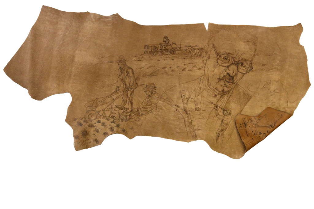 incisione, incisione a fuoco, daniele cabri, pelli, cuoio, volti, memoria, rocchetta,