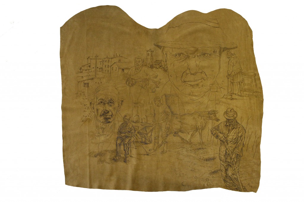 daniele cabri, pelli, incisioni, paese, volti, memoria, rocchetta